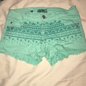 teal celebrity pink cut off shorts